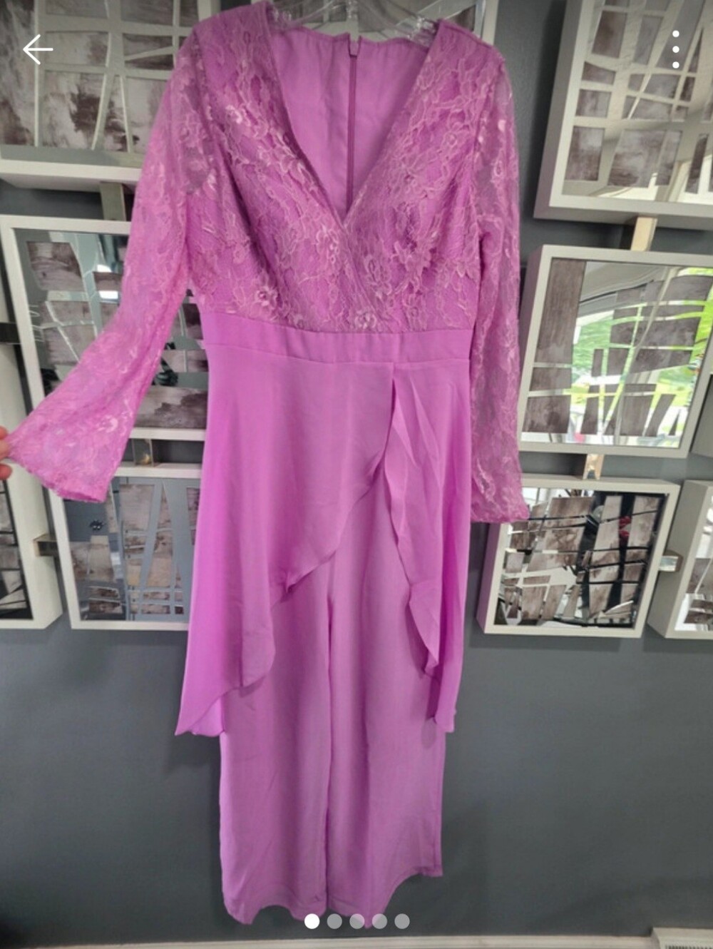 Lace Bodice V-Neck Lavender Women’s Jumpsuit.  New.  Size 10